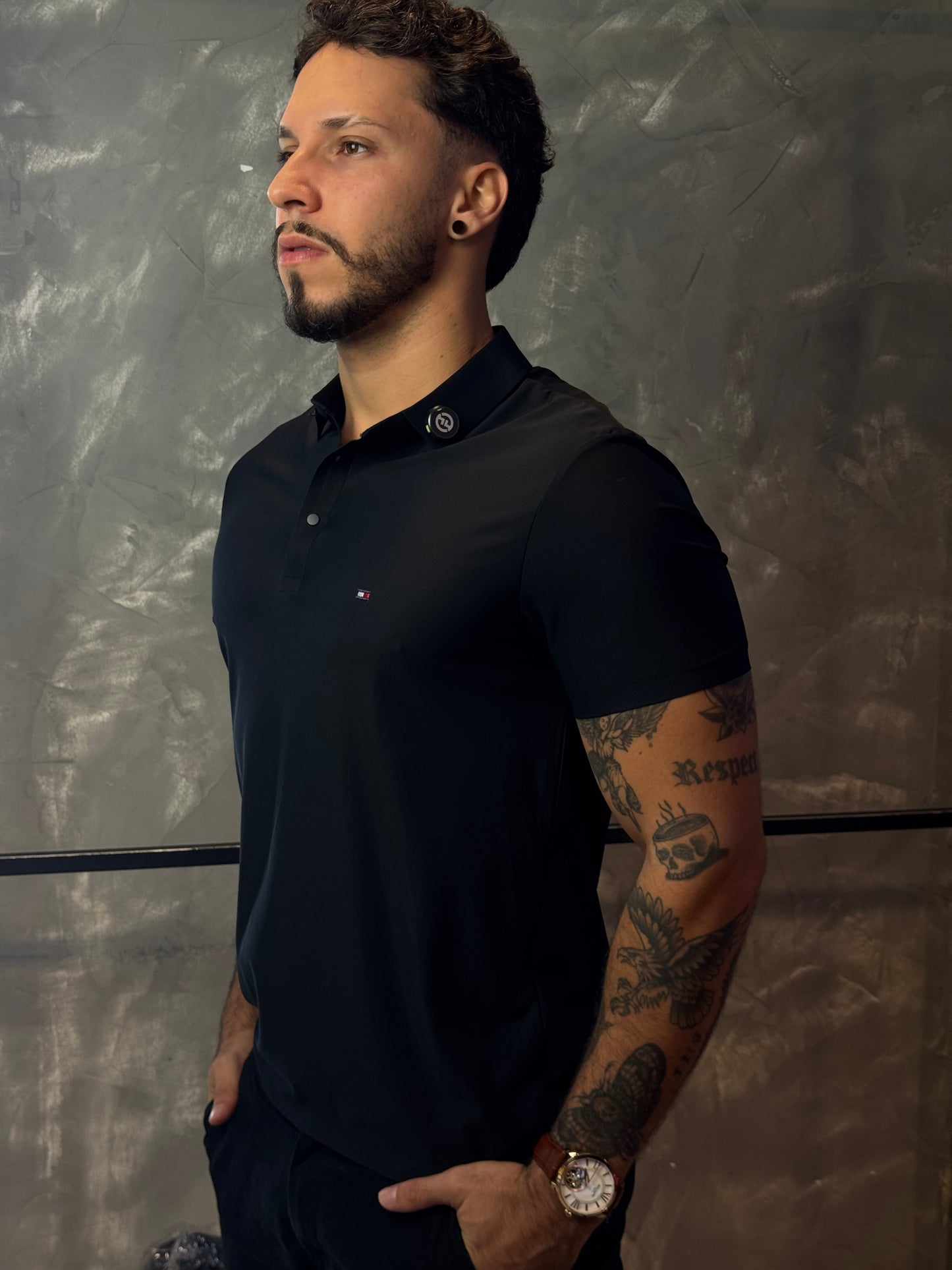 Camisa Polo Tommy - Tecido Tecnológico - Preta