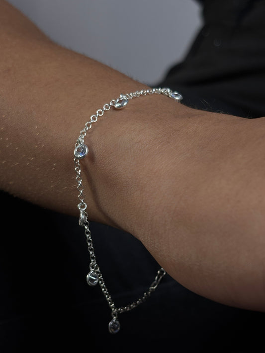 Pulseira De Prata Gotas De Luz 19CM