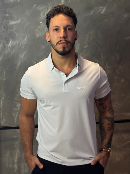 Camisa Polo Boss - Tecido Tecnológico - Branco