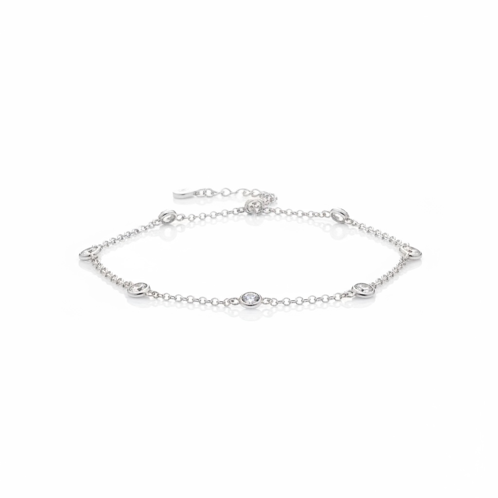 Pulseira De Prata Gotas De Luz 19CM