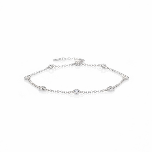 Pulseira De Prata Gotas De Luz 19CM