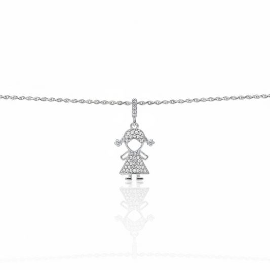 PINGENTE MENINA | PRATA | TAMANHO M