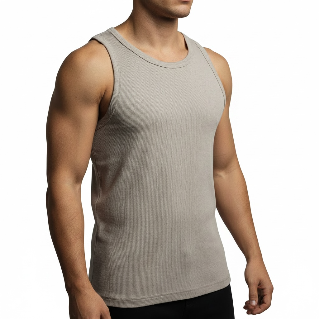 Regata Conceito | Ribbed Fit Tank Canelada - Stone Beige