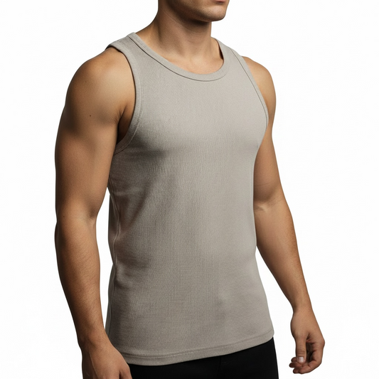 Regata Conceito | Ribbed Fit Tank Canelada - Stone Beige