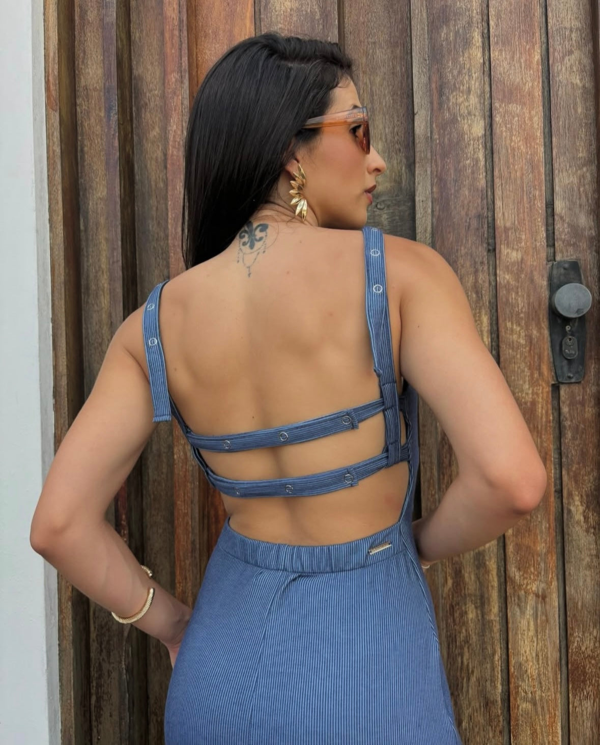 VESTIDO COLCCI CANELADO AZUL