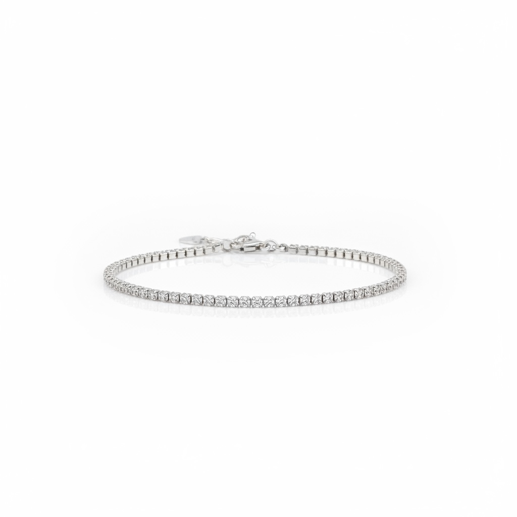 Pulseira De Prata Riviera Lux Ajustável 17 a 19.5CM