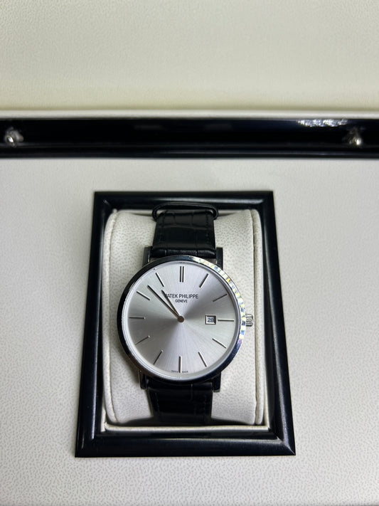 RELÓGIO PATEK PHILIPPE PRATA PULSEIRA DE COURO PRETA