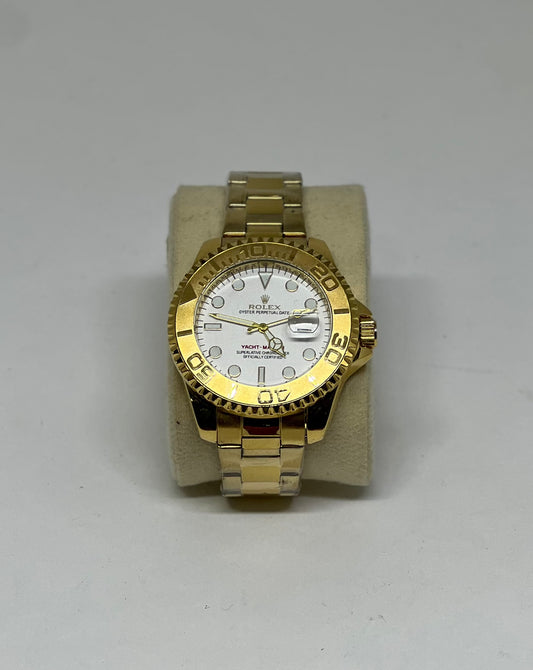 RELÓGIO ROLEX DOURADO FUNDO BRANCO
