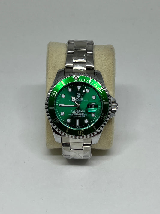 RELÓGIO ROLEX PRATA FUNDO VERDE