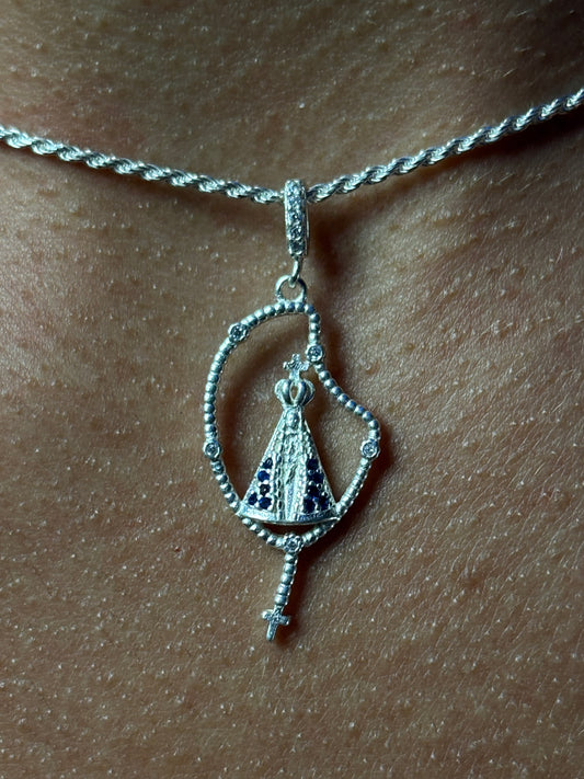 PINGENTE CRAVEJADO NOSSA SENHORA | PRATA