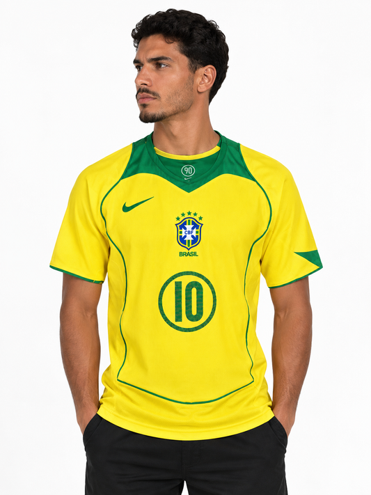 T-Shirt Tailandesa Seleção Brasileira Amarela Ronaldinho 10