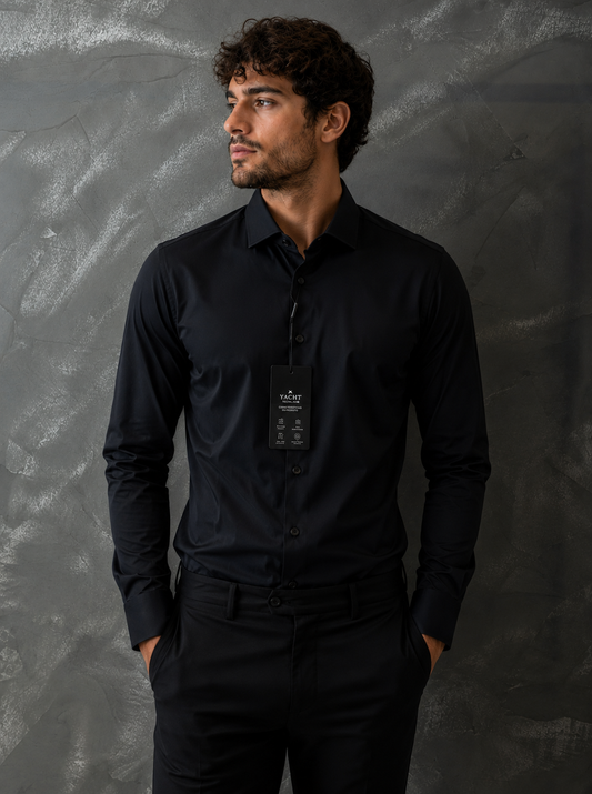 Camisa Social Yacht - Techline - Slim Fit - Azul Marinho