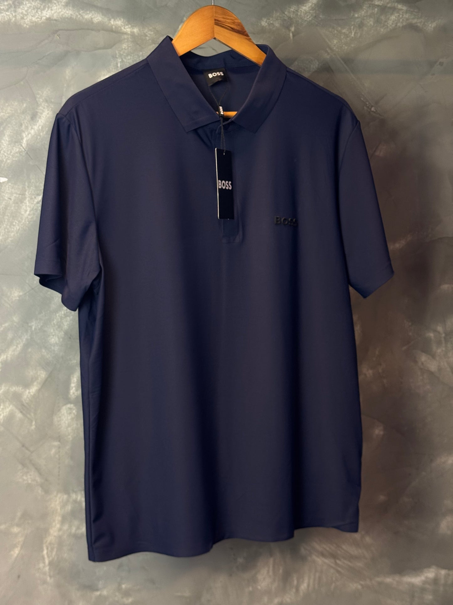 Camisa Polo Boss - Tecido Tecnológico - Azul Marinho