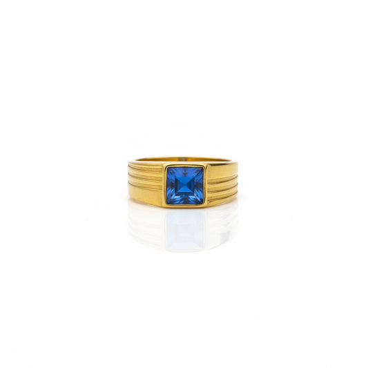 Anel | Aço dourado Blue Stone - 31 cm