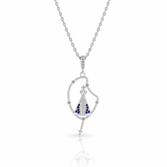 PINGENTE CRAVEJADO NOSSA SENHORA | PRATA