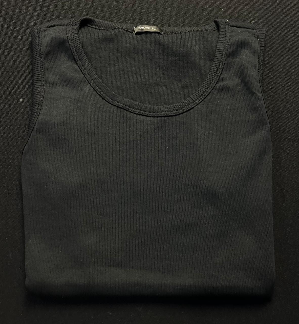 Regata Conceito | Ribbed Fit Tank Canelada - Soft Black