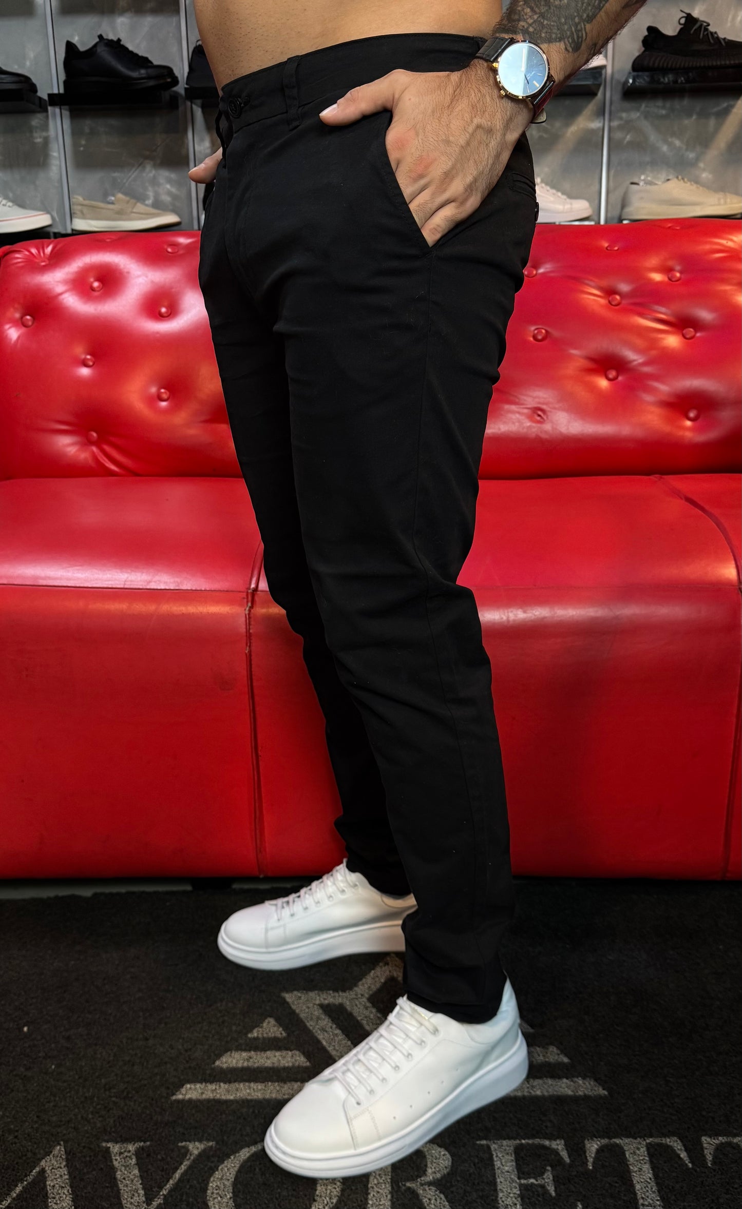 Calça Favoretti Essential Pants Casual de Alfaiataria Slim Fit - Nero