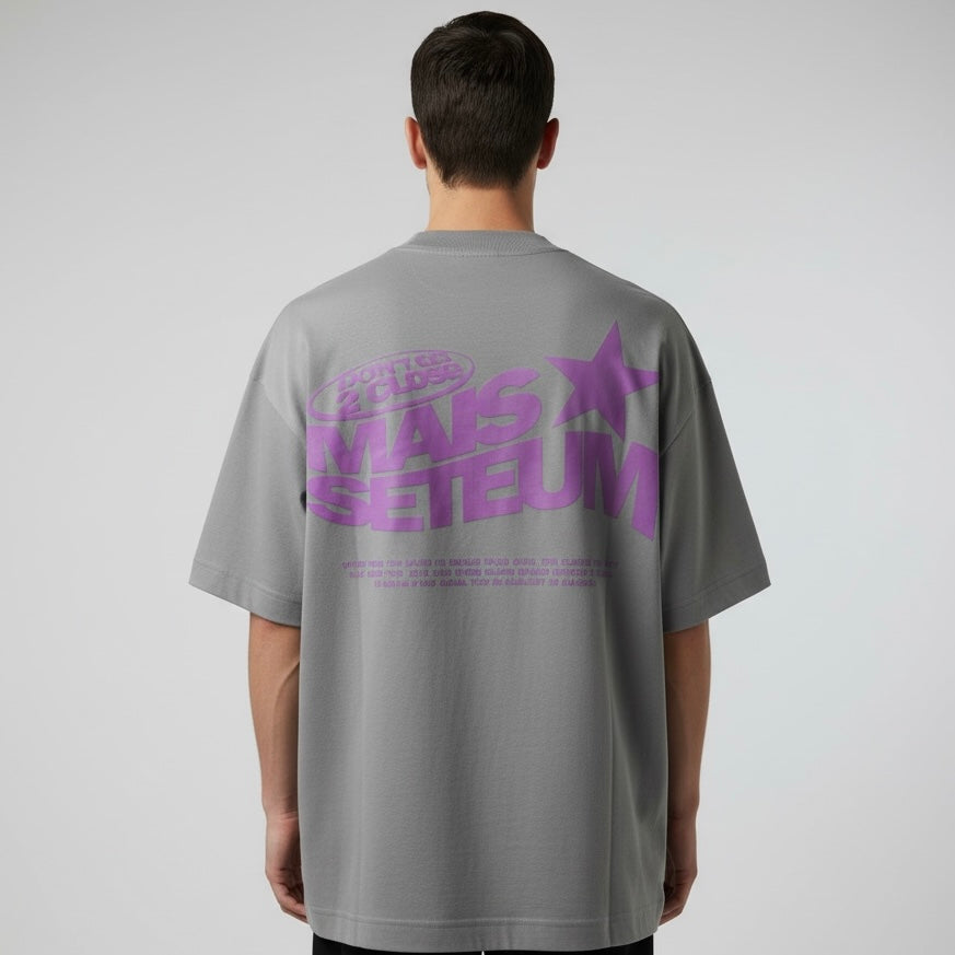 Camiseta Oversized | +71 Estrela | Cinza
