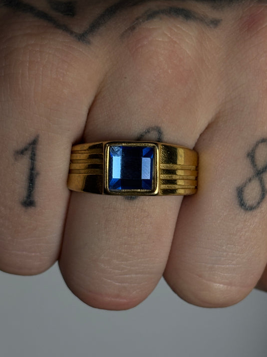 Anel | Aço dourado Blue Stone - 31 cm