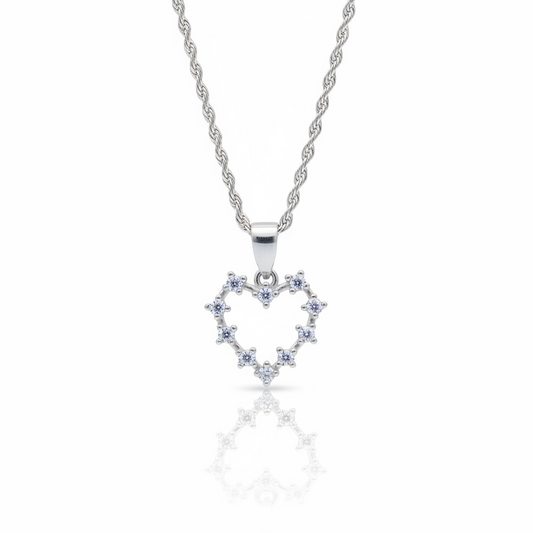 PINGENTE CRAVEJADO CORAÇÃO | PRATA