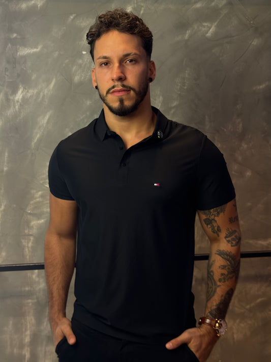 Camisa Polo Tommy - Tecido Tecnológico - Preta