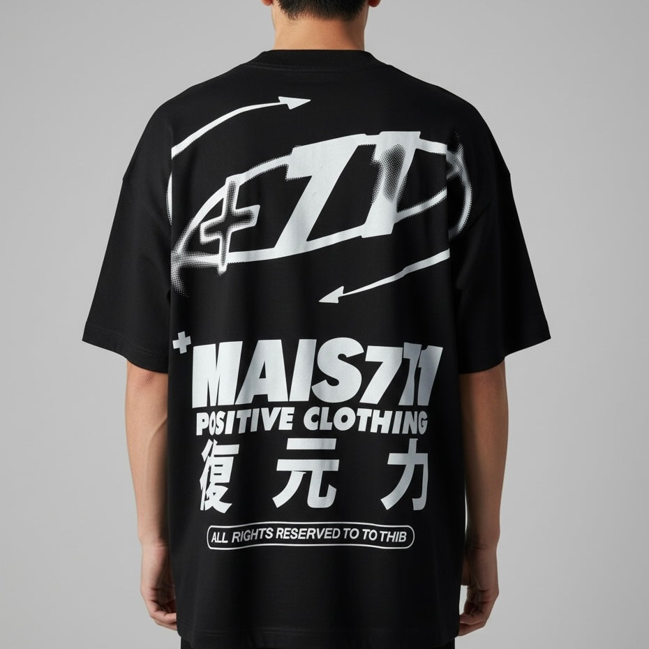 Camiseta Oversized | +71 Positive Clothing | Preta