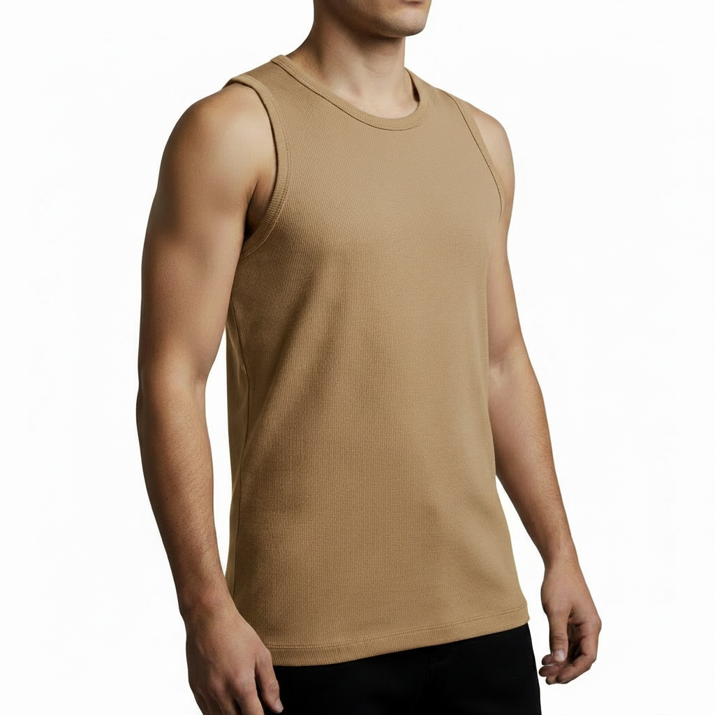 Regata Conceito | Ribbed Fit Tank Canelada - Bege Caramelo