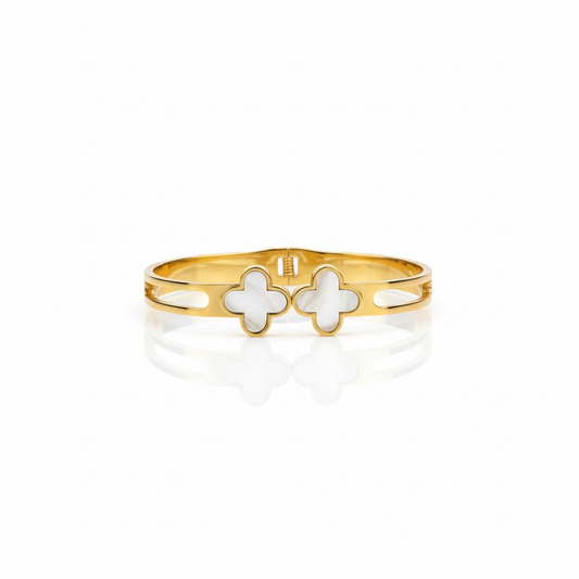 Bracelete Double Trevo | Iconic Luxury 2 anos de garantia - Gold Steel