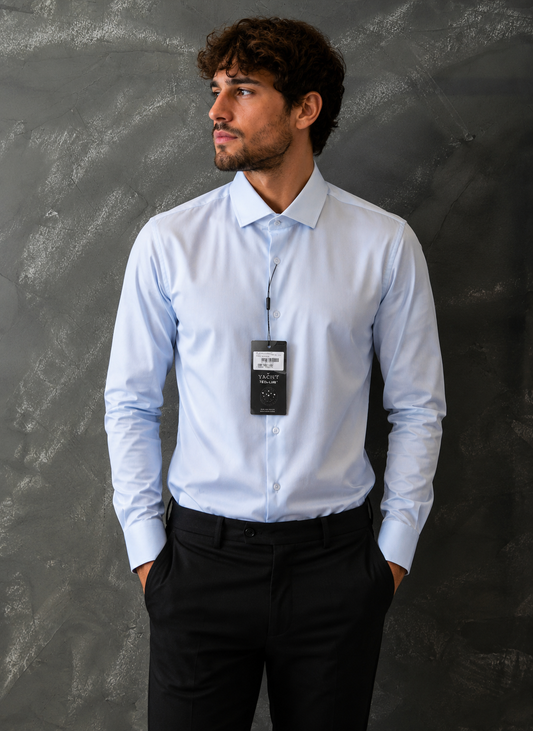 Camisa Social Yacht - Slim Fit - Fibra de Bambu - Azul Clara