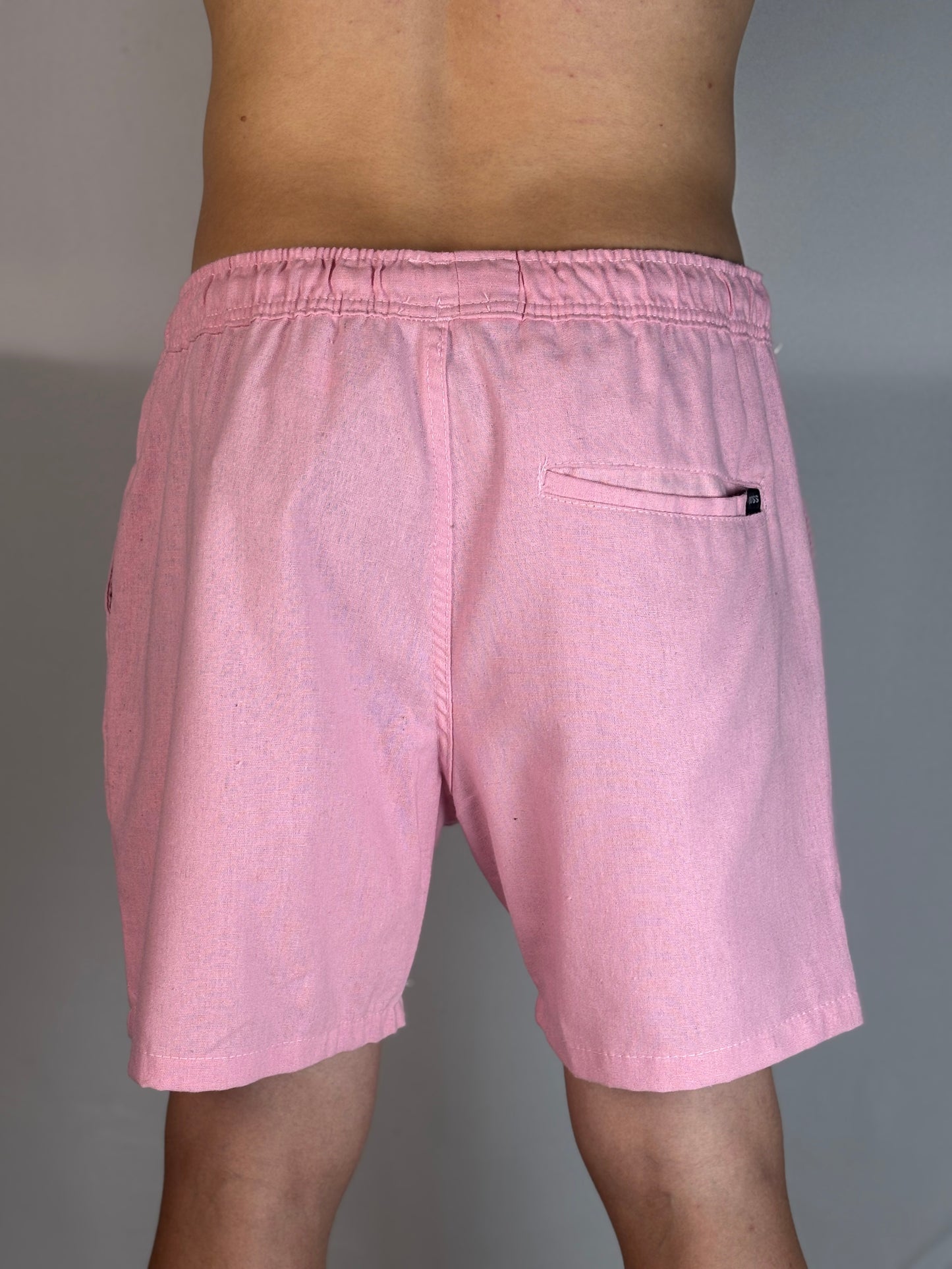 Short Casual Boss | Linho Natural Flow - Rosa
