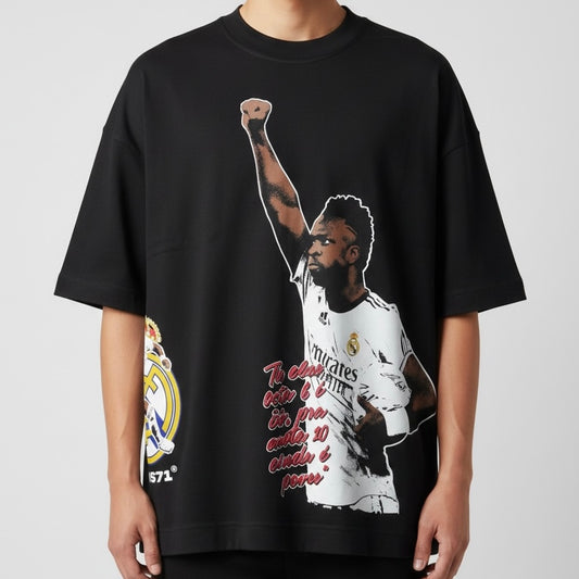 Camiseta Oversized | +71 Vini Júnior | Preta