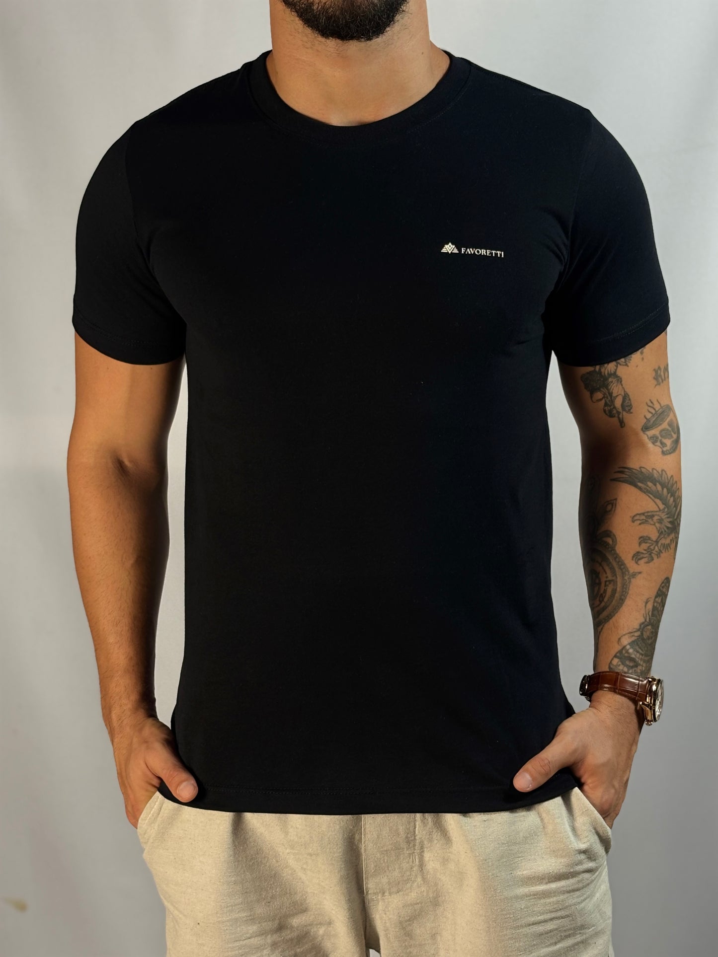 T-Shirt Favoretti | Cotton Fav - Clássica Preta