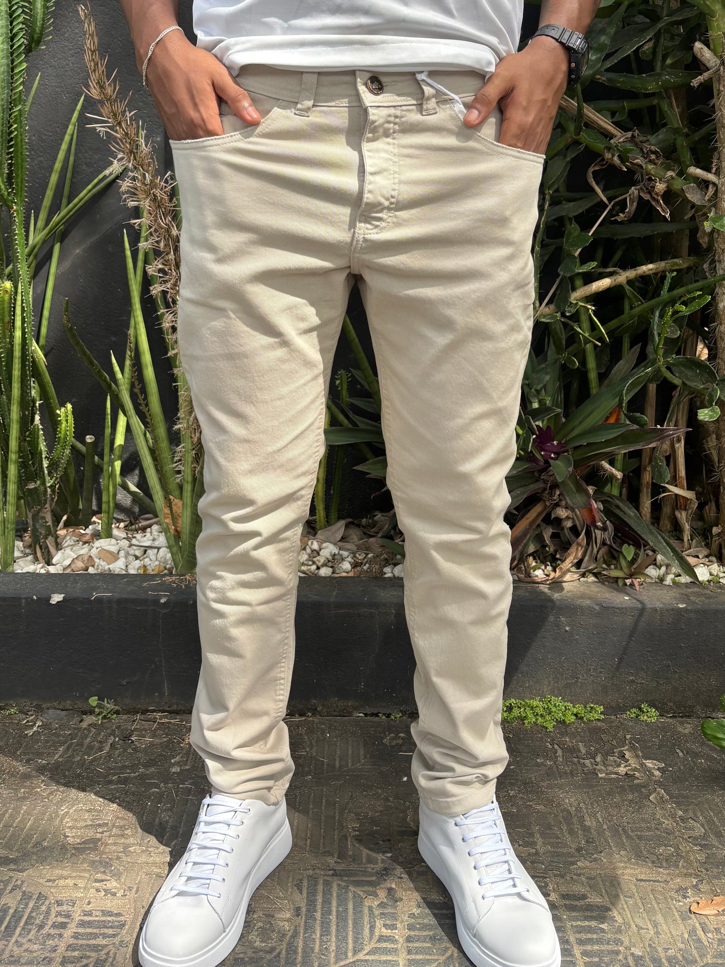 Calça Sarja Favoretti | Slim Fit Elite Twill