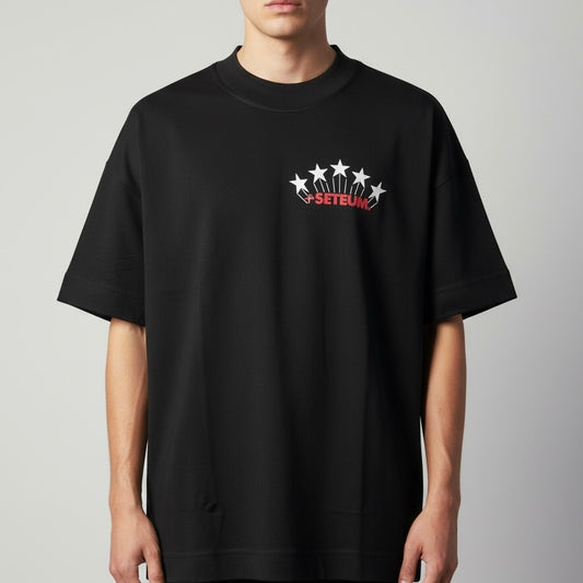 Camiseta Oversized | +71 5 Estrelas | Preta