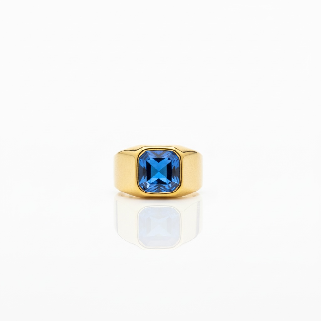 Anel | Aço dourado Blue Stone - 30 cm