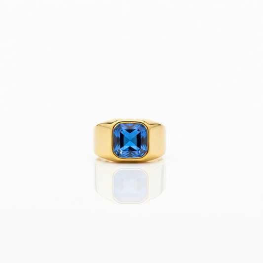Anel | Aço dourado Blue Stone - 30 cm