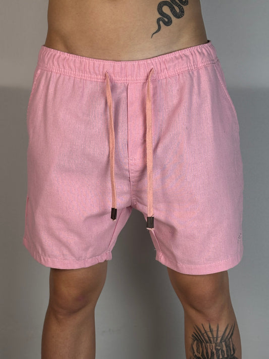 Short Casual Boss | Linho Natural Flow - Rosa