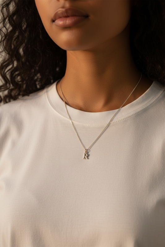 Pingente letra R Prata italiana 925