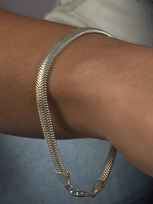 Pulseira De Prata Espinha de Peixe 19CM
