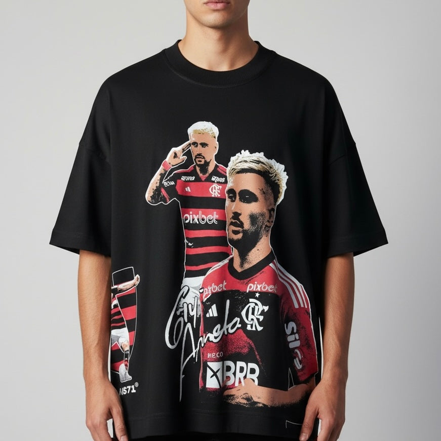 Camiseta Oversized | +71 Arrascaeta | Preta