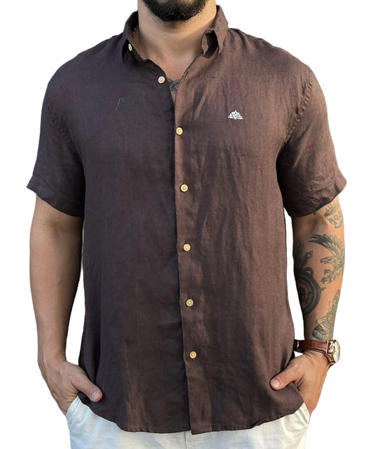 Camisa Favoretti LIFT 100% Linho Paquistanês Chocolate