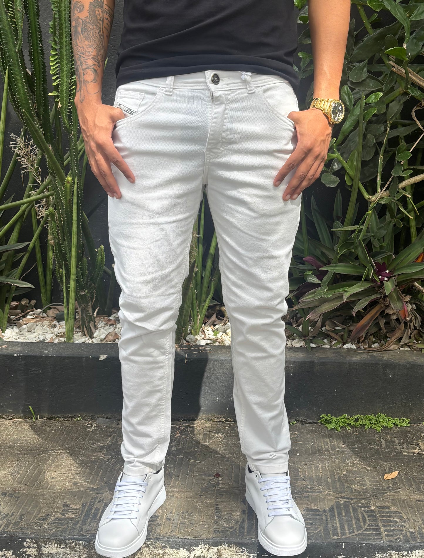 Calça Sarja Favoretti | Slim Fit Elite Twill