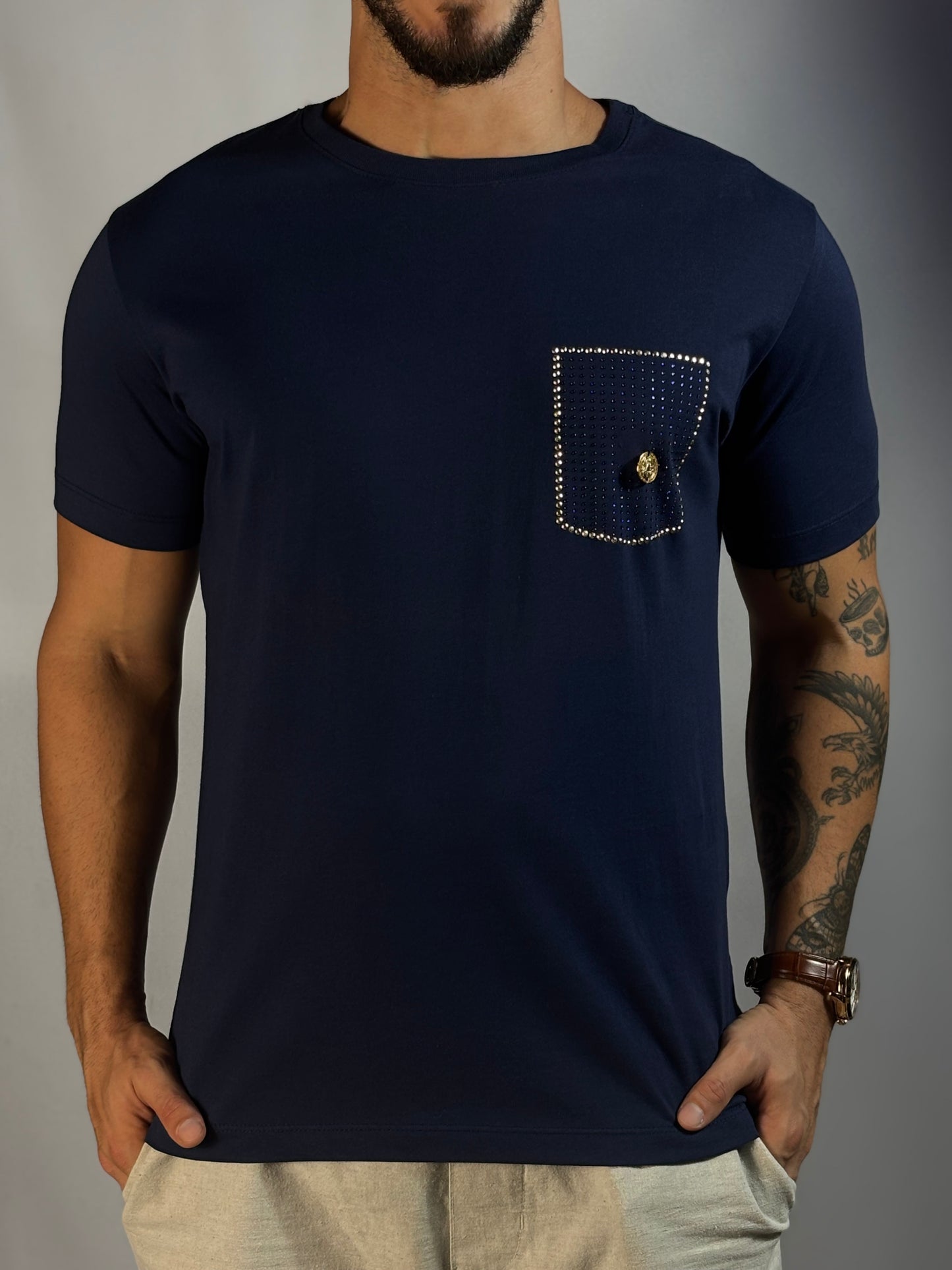 T-Shirt Versace | Coton Pima - Azul Marinho