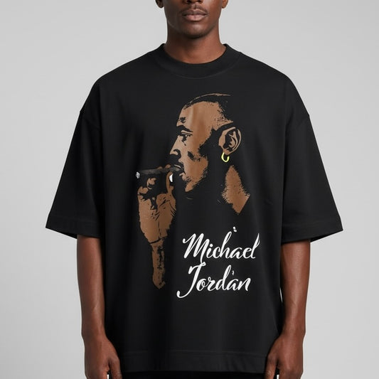 Camiseta Oversized | +71 Michael Jordan | Preta
