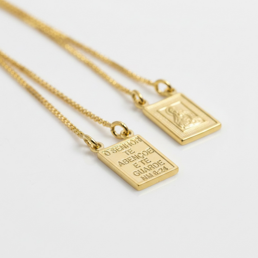 Escapulário | corrente banhada a ouro 18K | 70cm