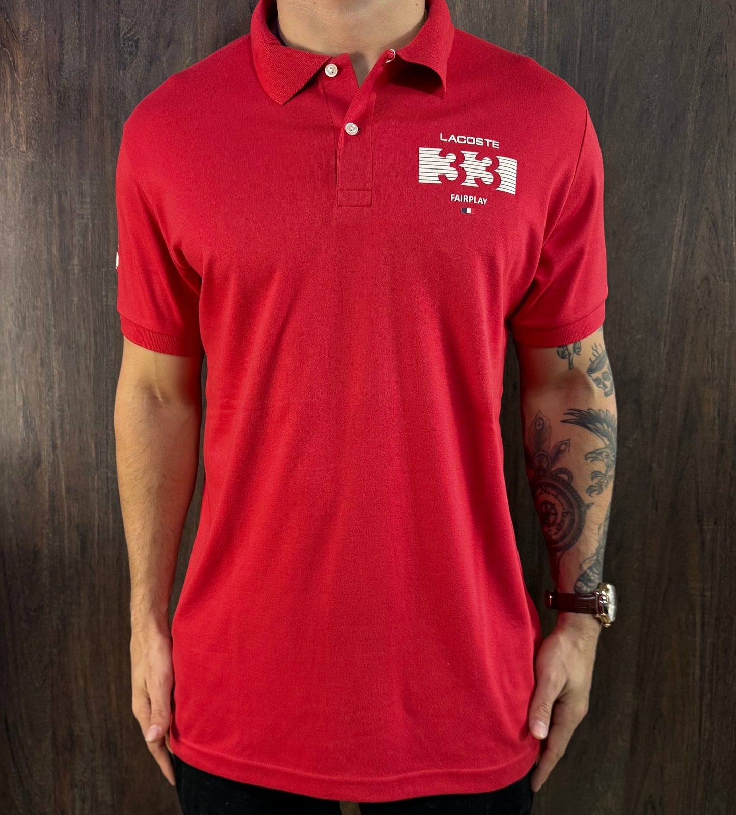 Gola Polo Lacoste | Hidden Placket - Vermelho Inperial