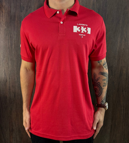 Gola Polo Lacoste | Hidden Placket - Vermelho Inperial