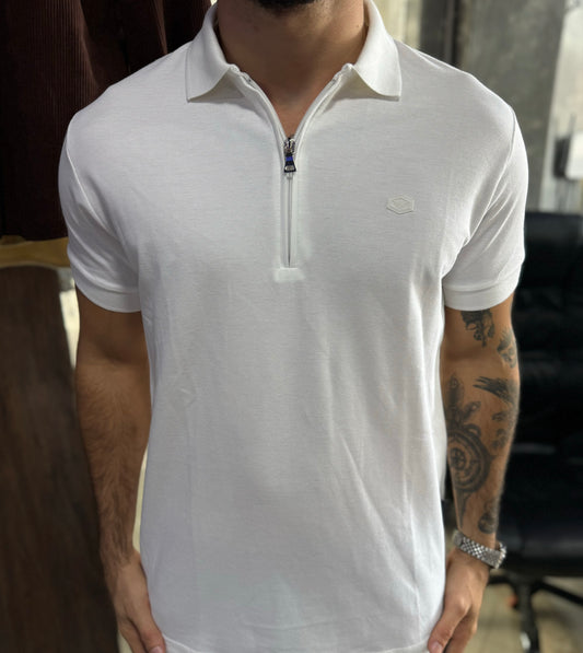 Polo ARMANI Piquet | Zip Placket – White Autority