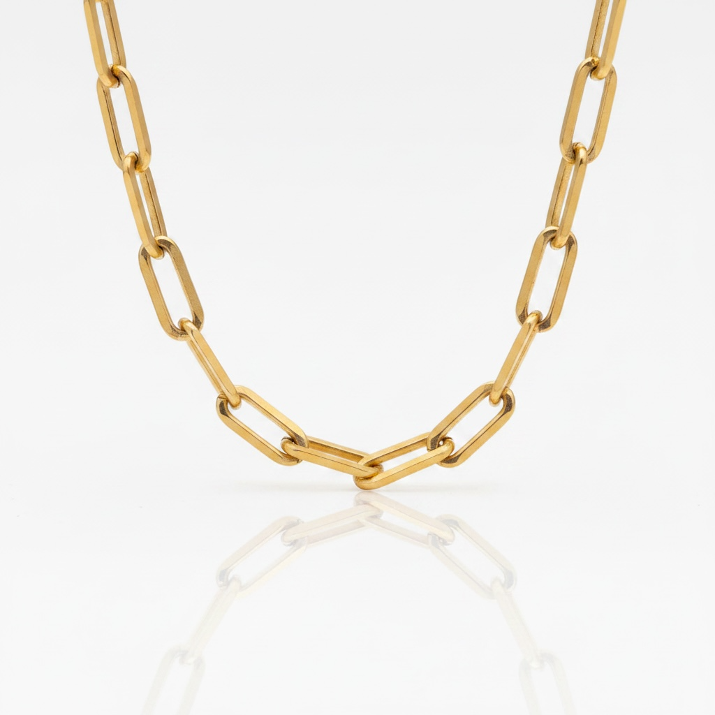 Corrente Cadeado 70cm Banhada a ouro 18K