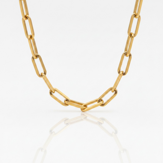 Corrente Cadeado 70cm Banhada a ouro 18K